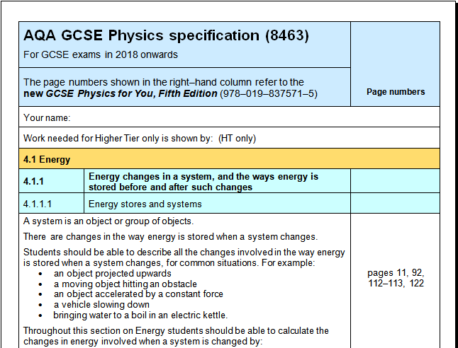 GCSE AQA Modular spec